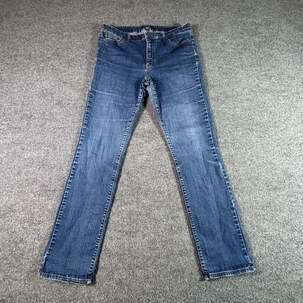 Lauren Ralph Lauren Straight Jeans Womens 12 Blue Faded Stretch High Rise Denim